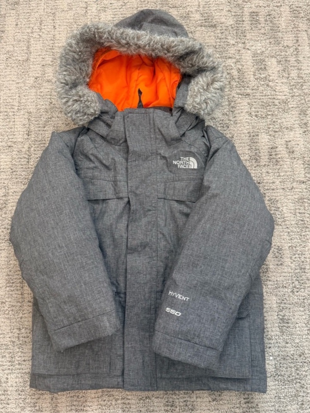 The North Face HyVent 550 4T Gray & Orange Puffer